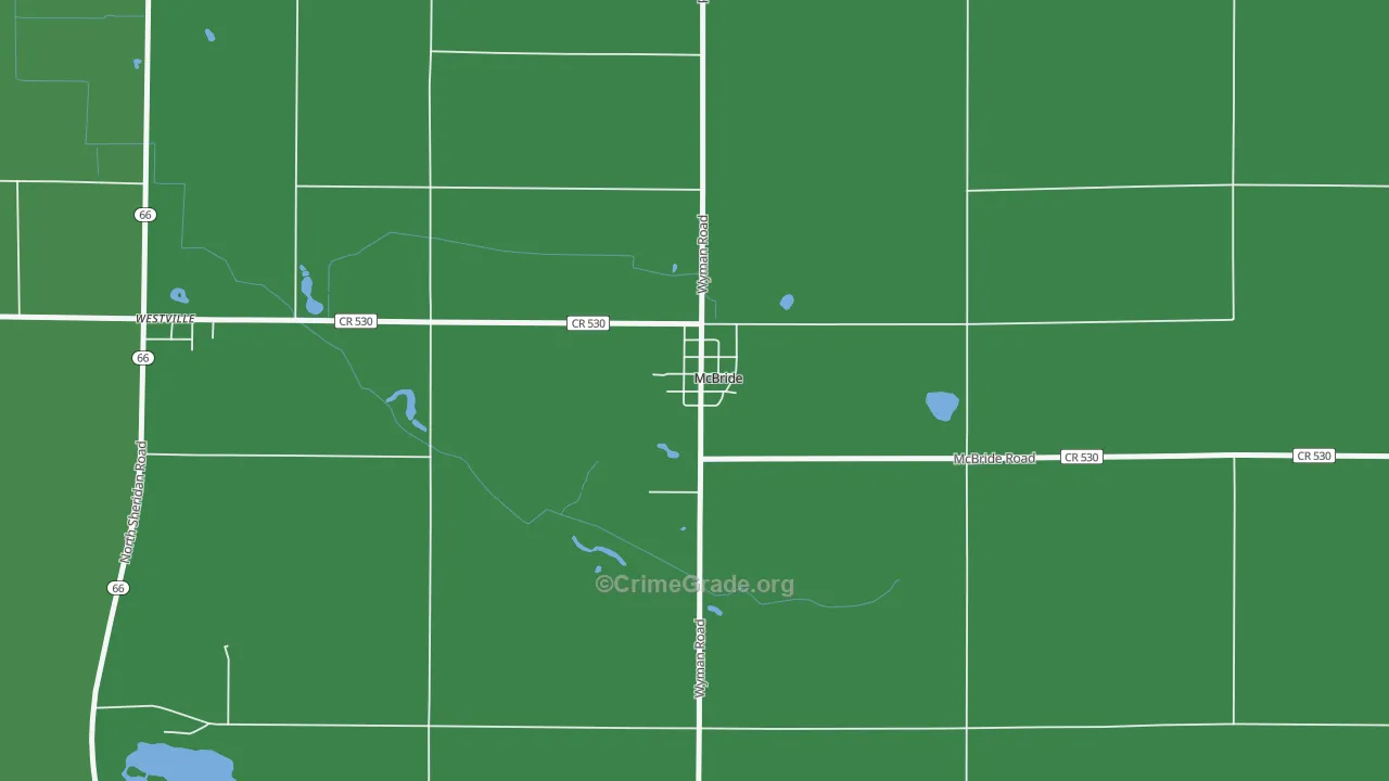 McBride, MI Map of Vehicle Theft Rates