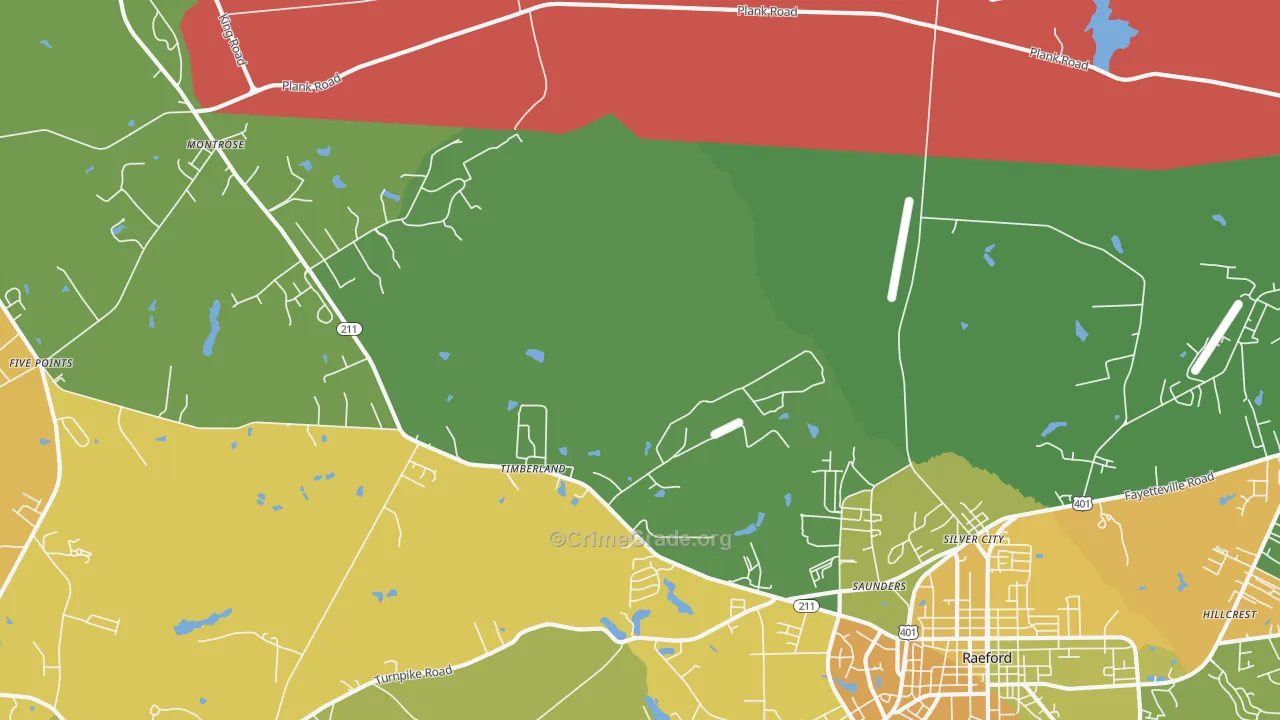 Mccain, NC Map of Vehicle Theft Rates