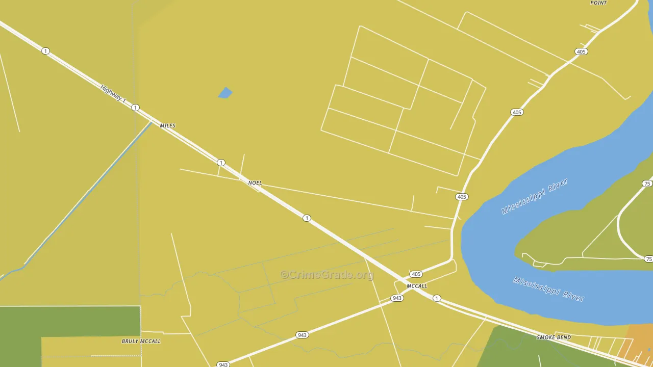 McCall, LA Map of Vehicle Theft Rates