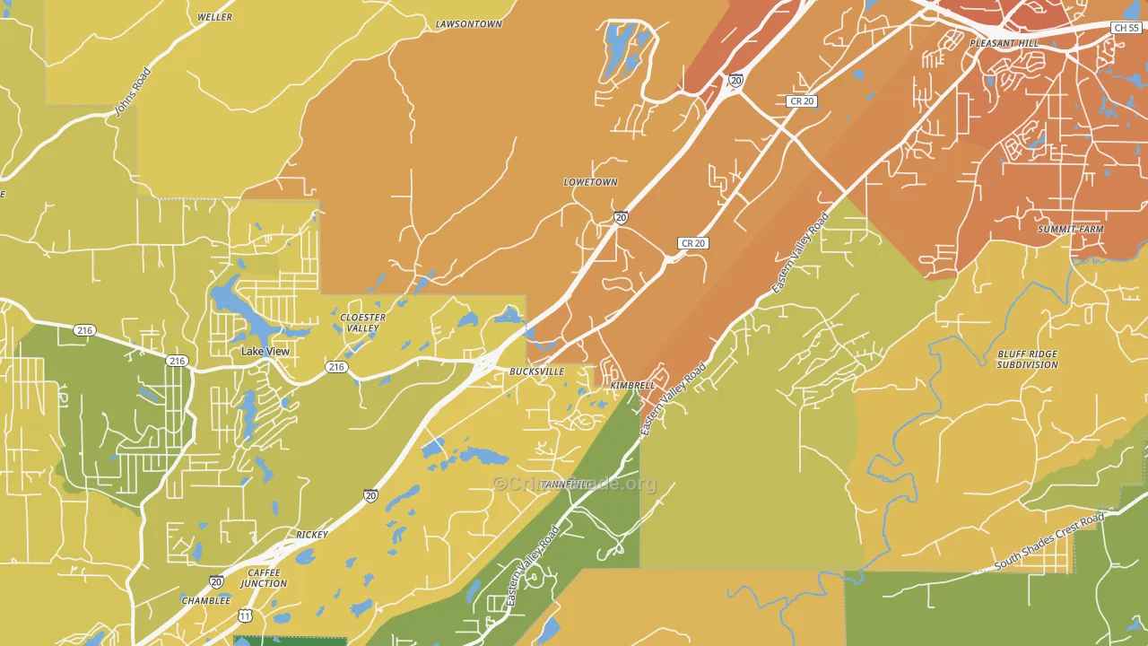Mccalla, AL Map of Vehicle Theft Rates