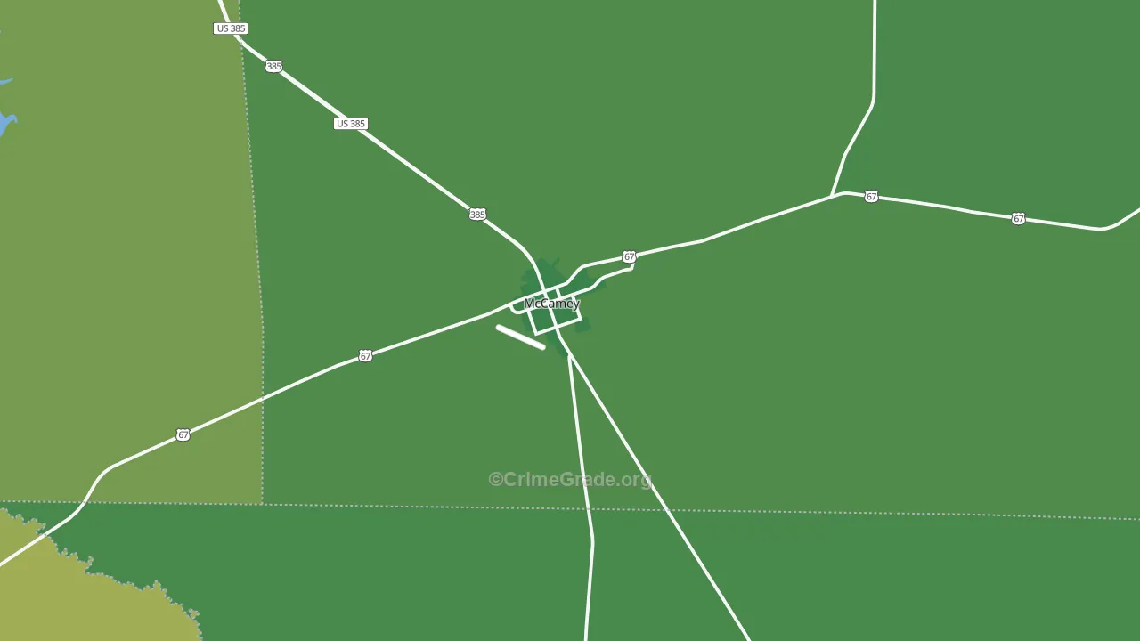 McCamey, TX Map of Vehicle Theft Rates