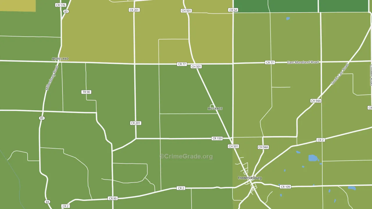 McCance, OH Map of Vehicle Theft Rates