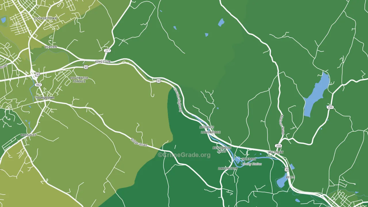 McCance, PA Map of Vehicle Theft Rates