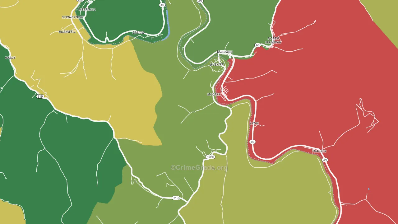 McCarr, KY Map of Vehicle Theft Rates