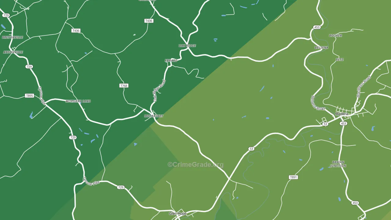 McCartney, PA Map of Vehicle Theft Rates