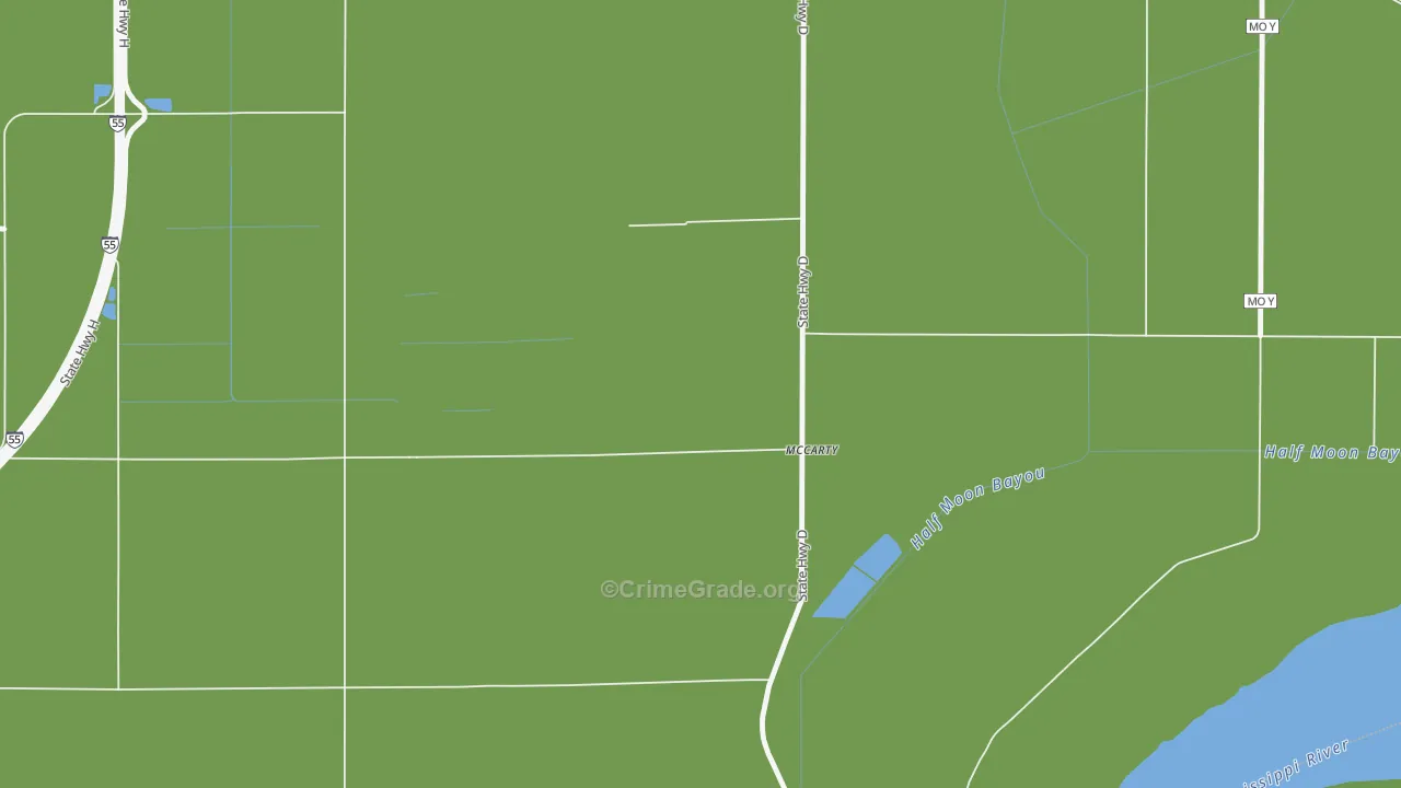 McCarty, MO Map of Vehicle Theft Rates