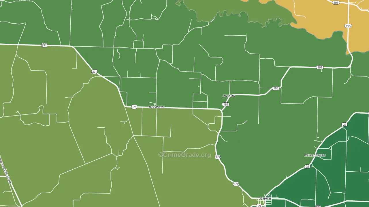McCaskill, AR Map of Vehicle Theft Rates