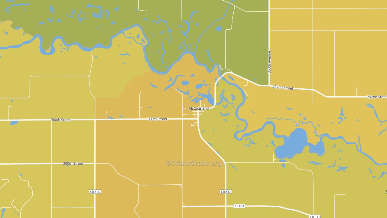 McCausland, IA Map of Vehicle Theft Rates
