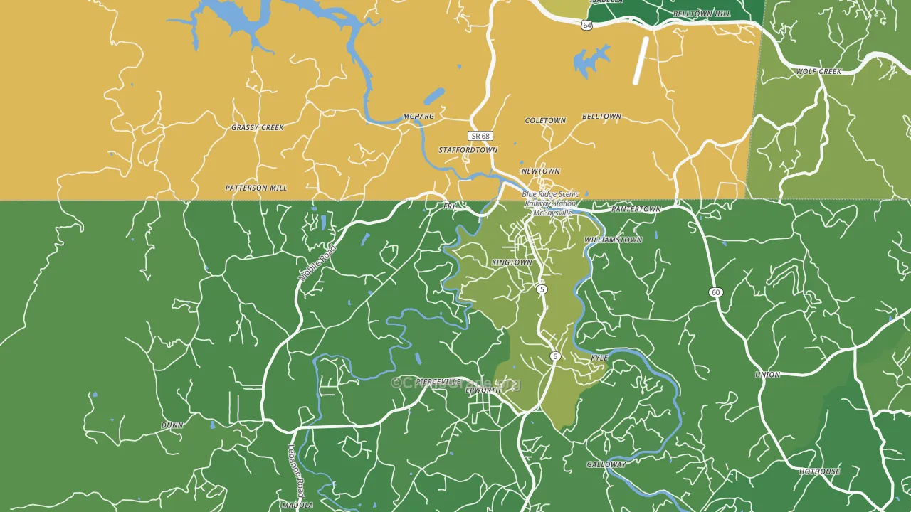 McCaysville, GA Map of Vehicle Theft Rates
