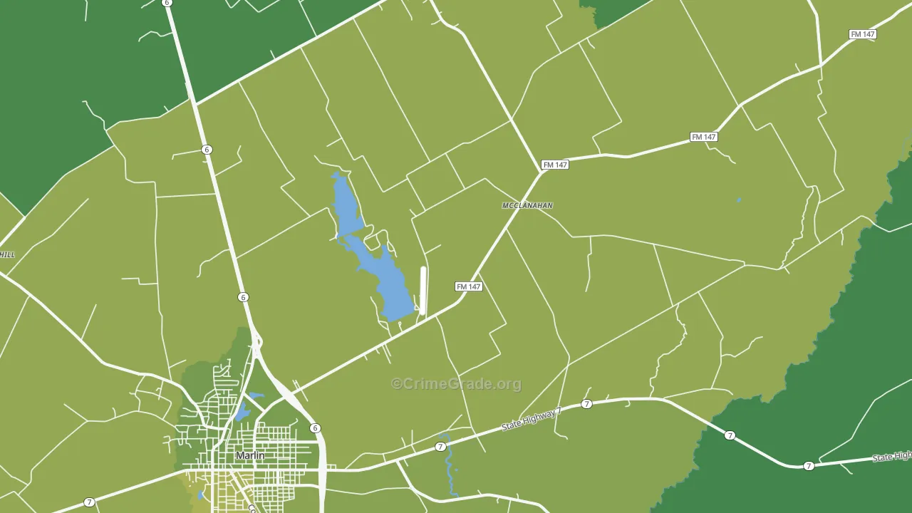 McClanahan, TX Map of Vehicle Theft Rates