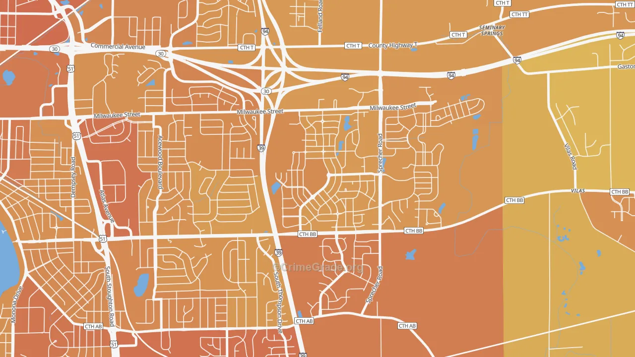 McClellan Park, Madison, WI Map of Vehicle Theft Rates