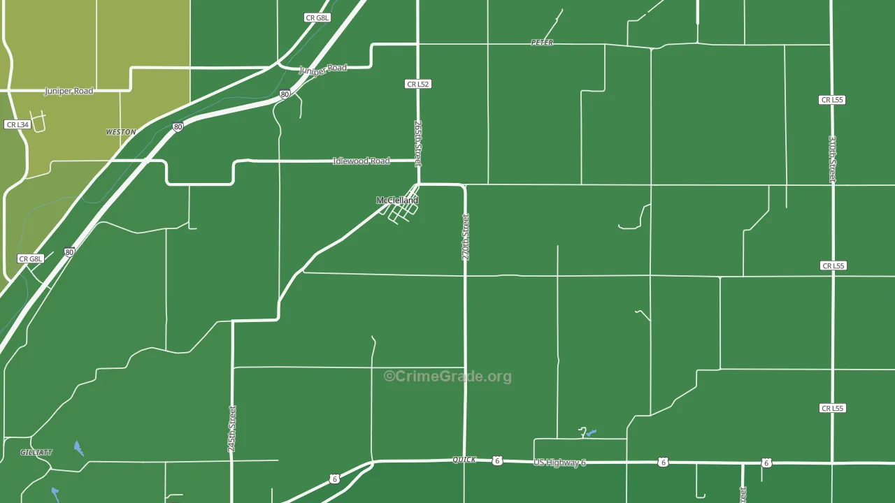 McClelland, IA Map of Vehicle Theft Rates