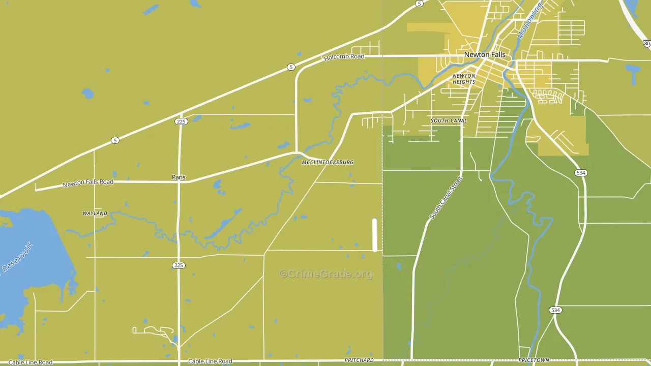 McClintocksburg, OH Map of Vehicle Theft Rates
