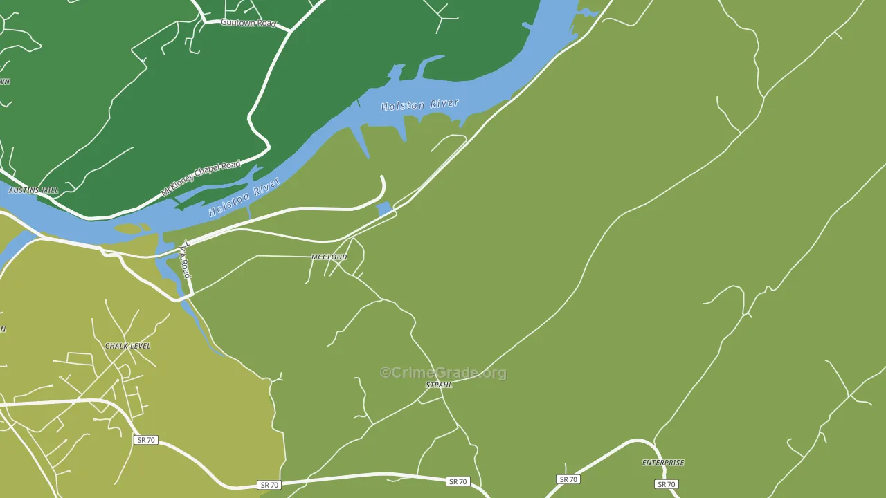 McCloud, TN Map of Vehicle Theft Rates
