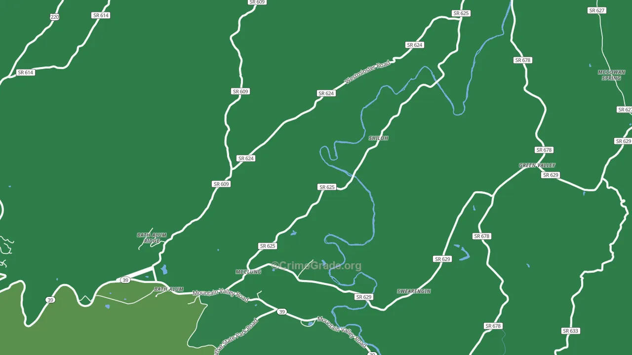 McClung, VA Map of Vehicle Theft Rates