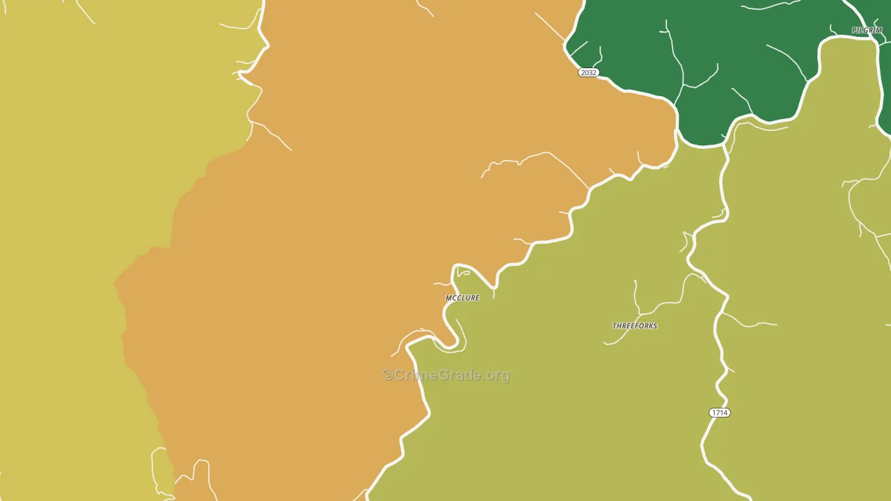 McClure, KY Map of Vehicle Theft Rates