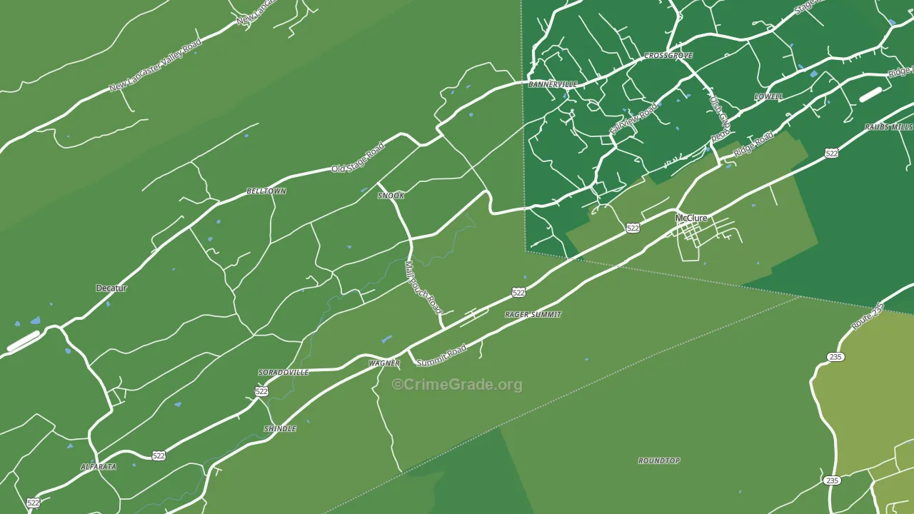 McClure, PA Map of Vehicle Theft Rates