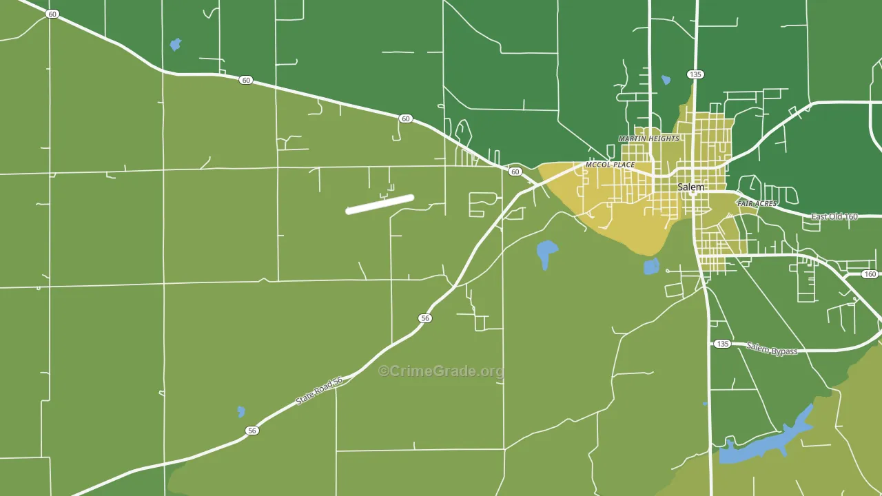 McCol Place, IN Map of Vehicle Theft Rates