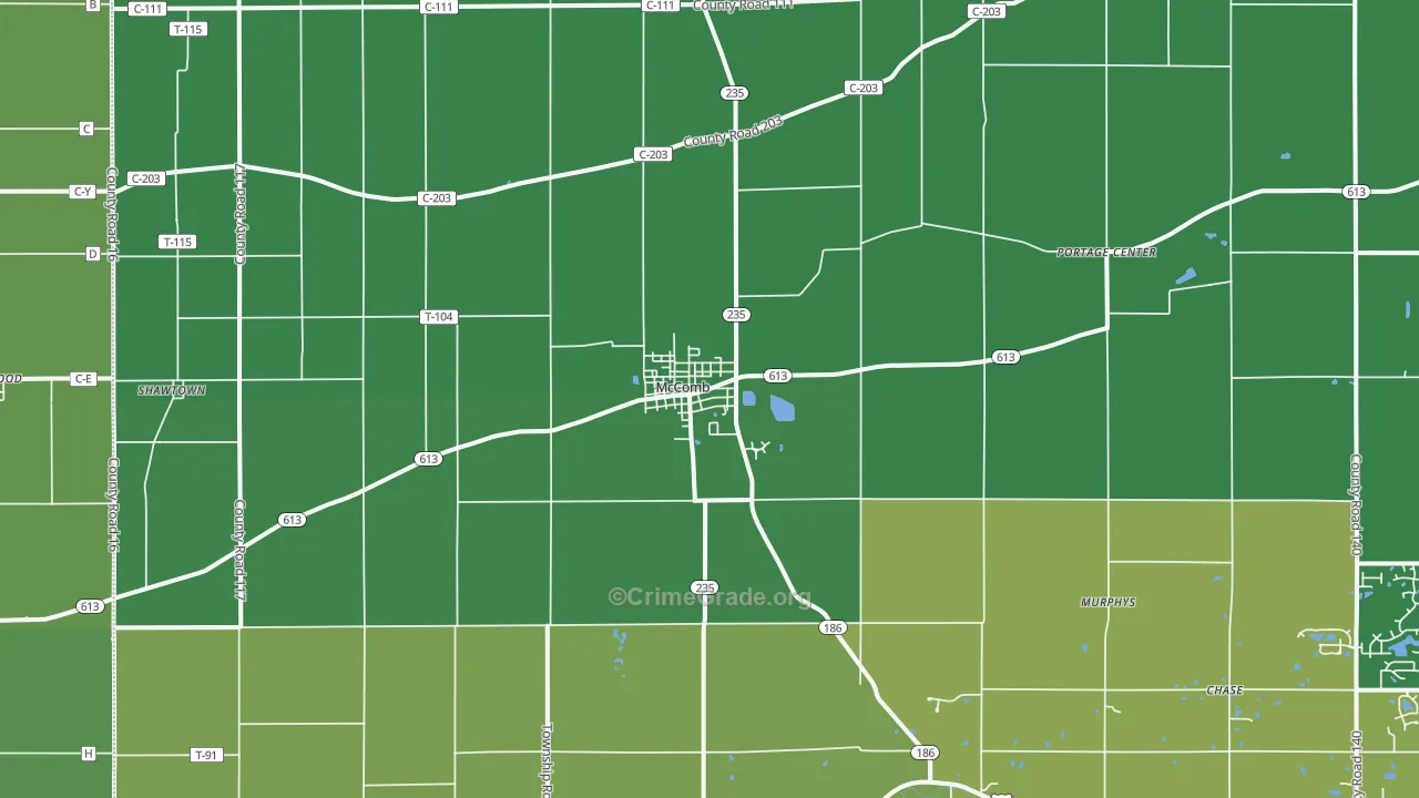 McComb, OH Map of Vehicle Theft Rates