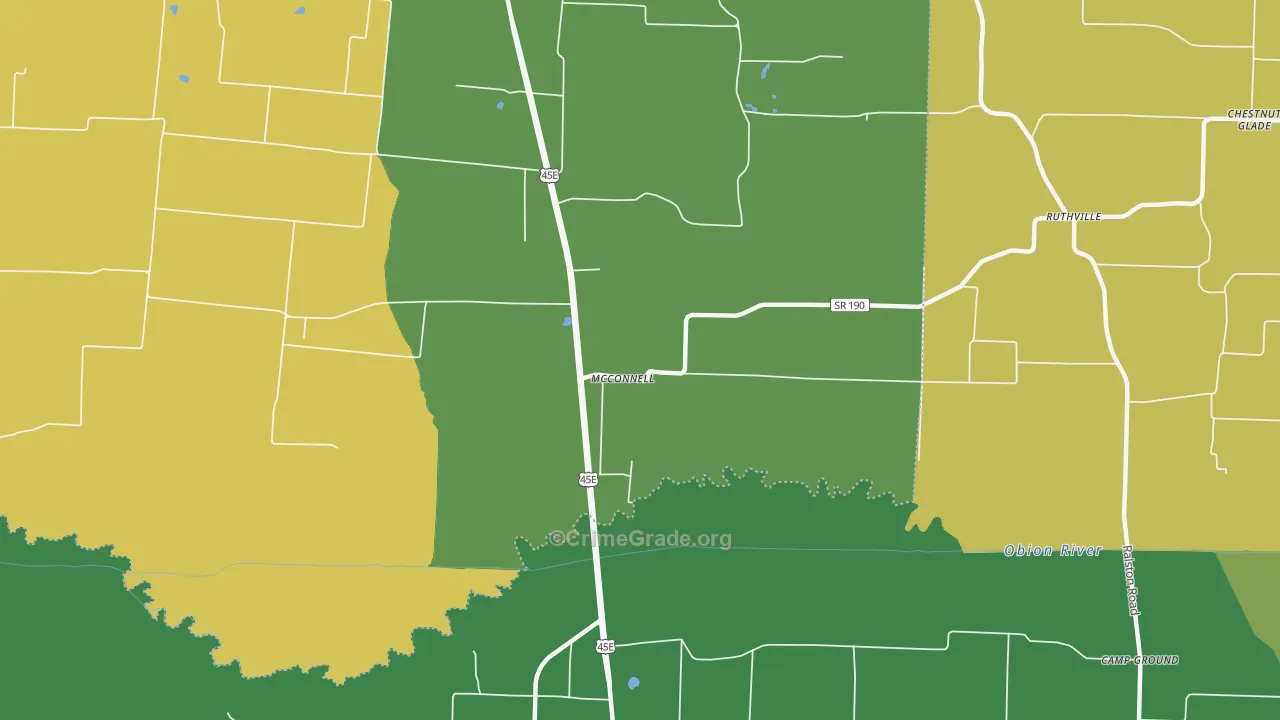 McConnell, TN Map of Vehicle Theft Rates