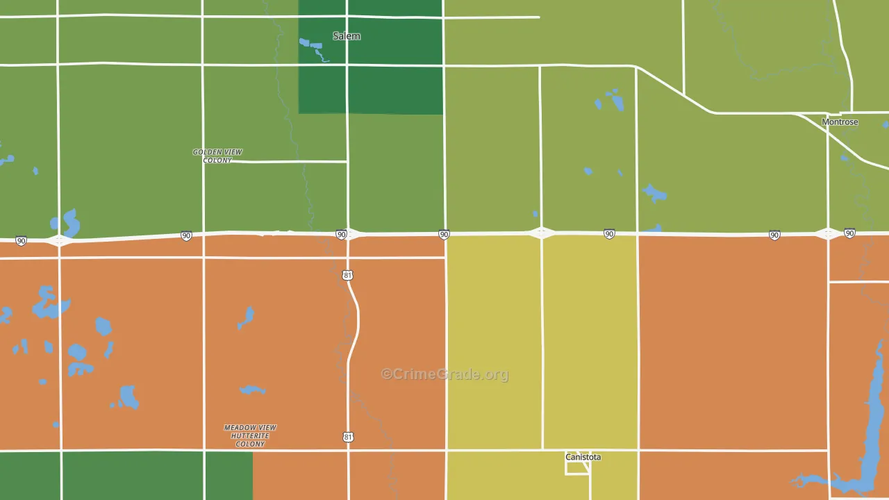 McCook County, SD Map of Vehicle Theft Rates