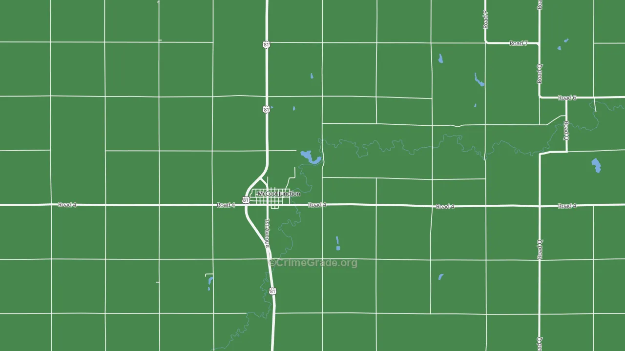 McCool Junction, NE Map of Vehicle Theft Rates