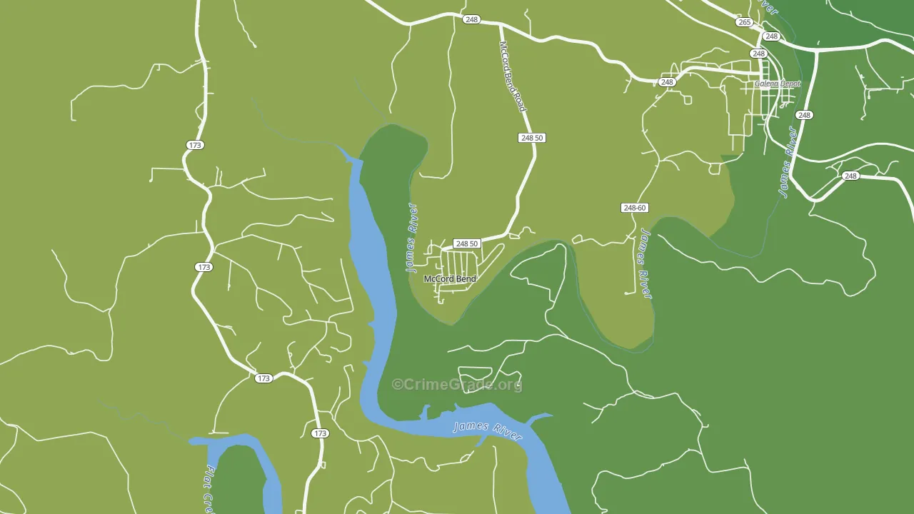 McCord Bend, MO Map of Vehicle Theft Rates