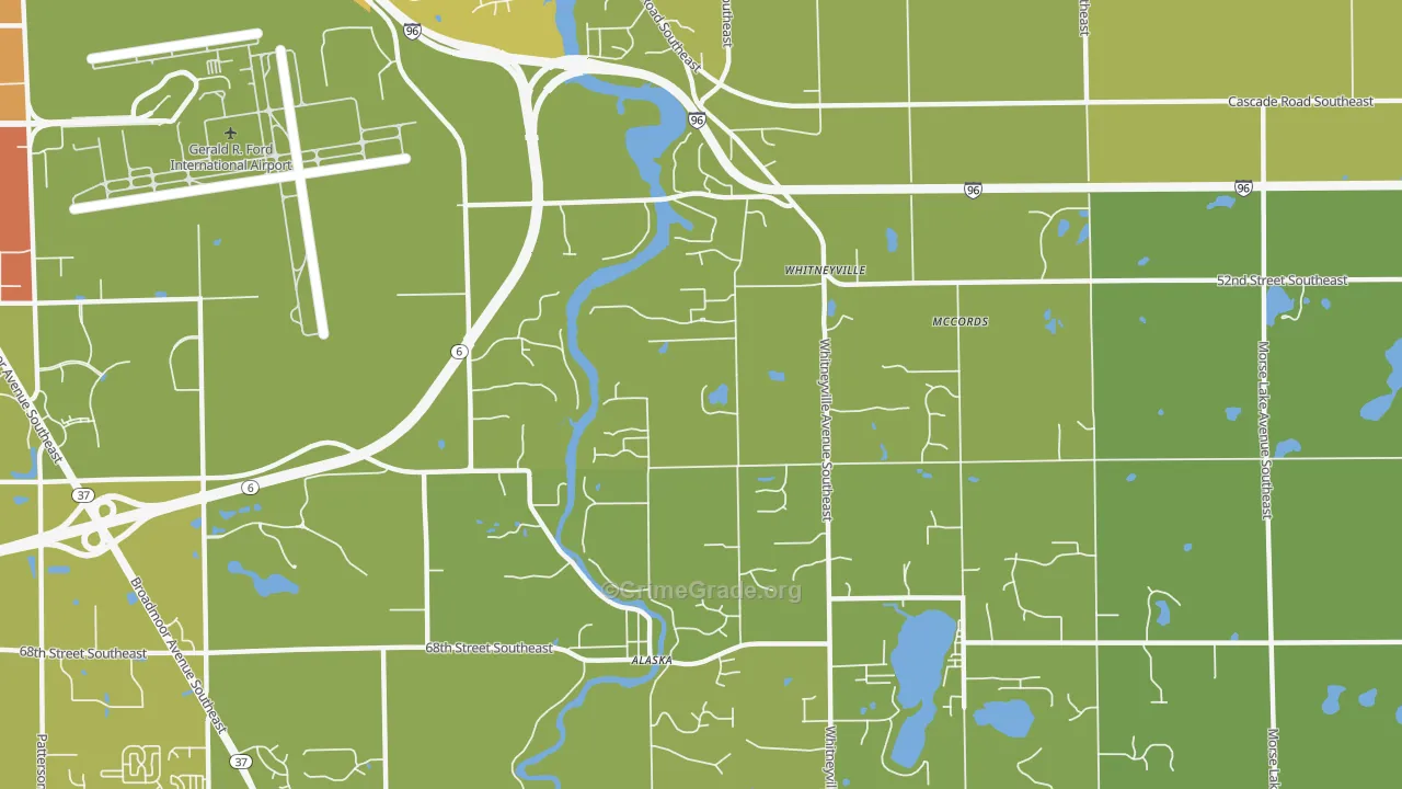 McCords, MI Map of Vehicle Theft Rates