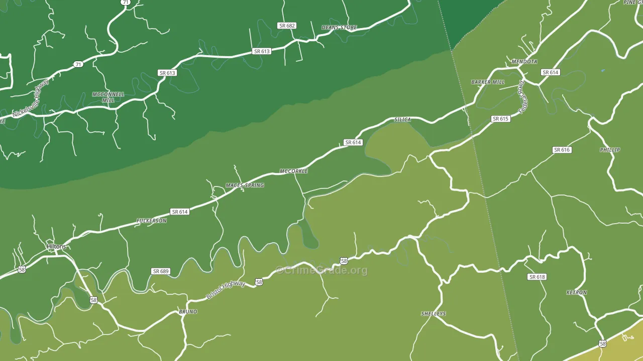McCorkle, VA Map of Vehicle Theft Rates