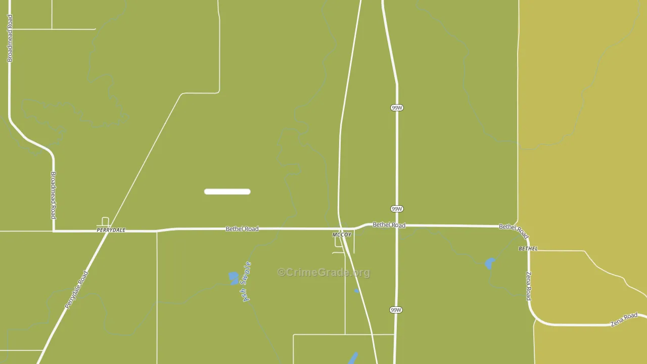 McCoy, OR Map of Vehicle Theft Rates