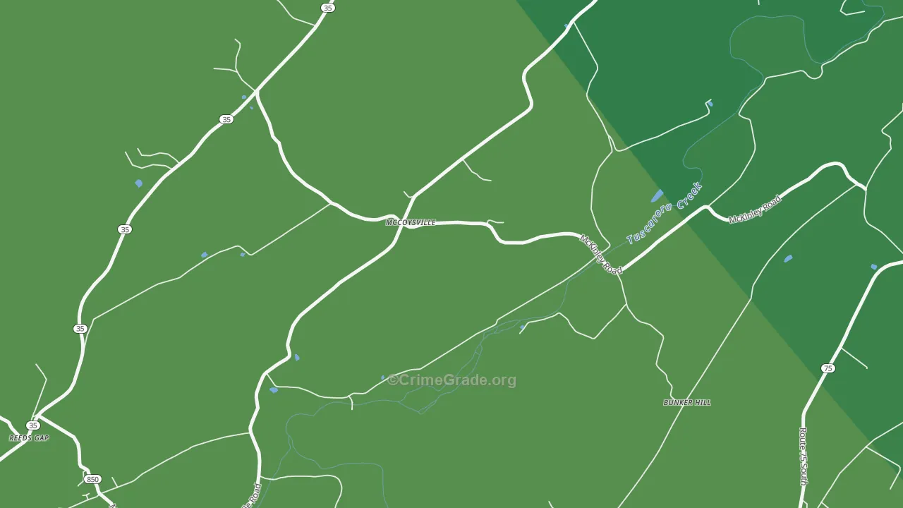 McCoysville, PA Map of Vehicle Theft Rates