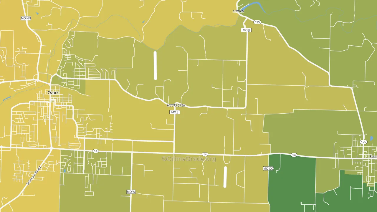 McCracken, MO Map of Vehicle Theft Rates
