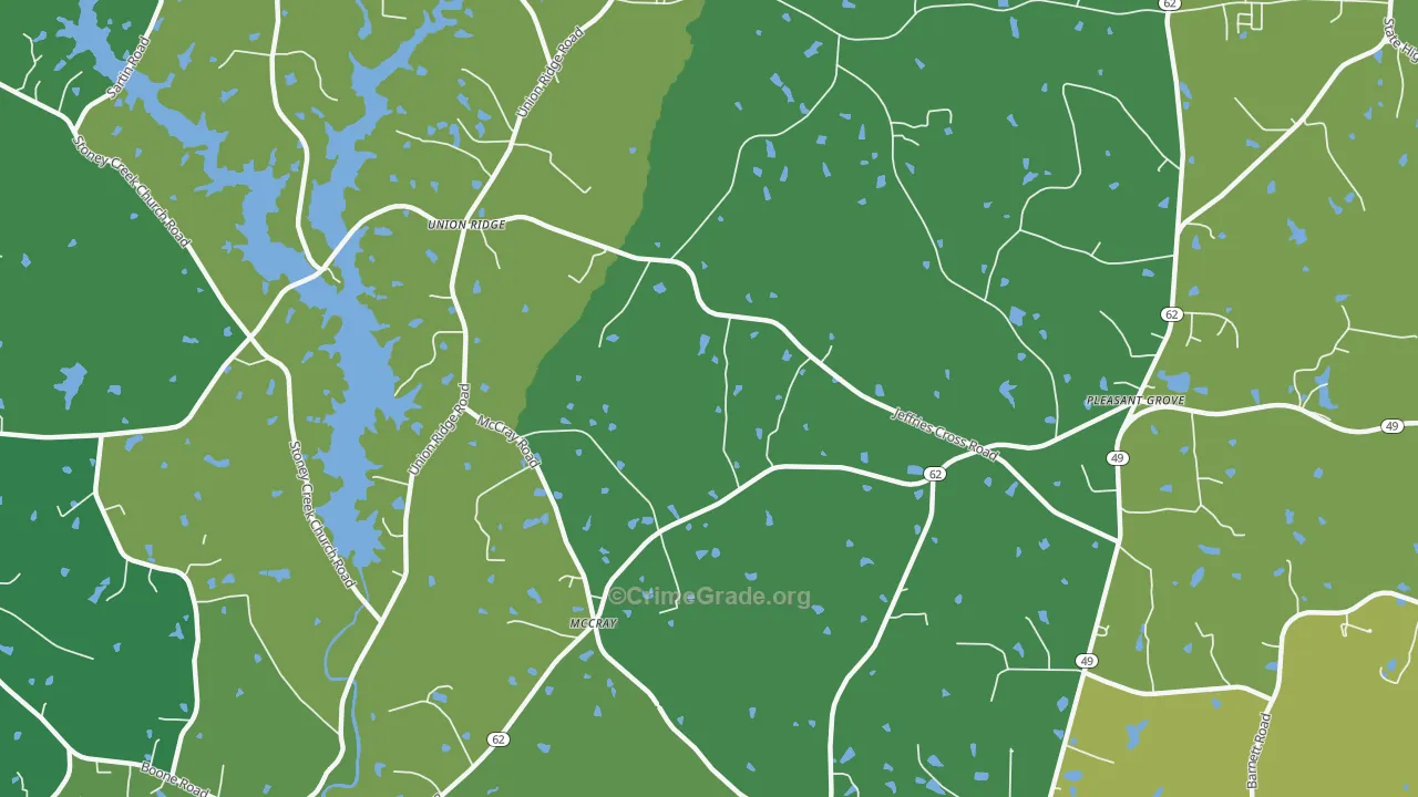 McCray, NC Map of Vehicle Theft Rates