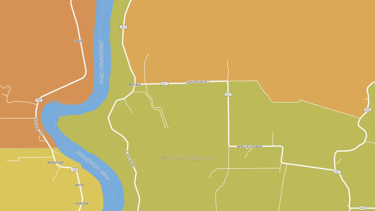 McCrea, LA Map of Vehicle Theft Rates