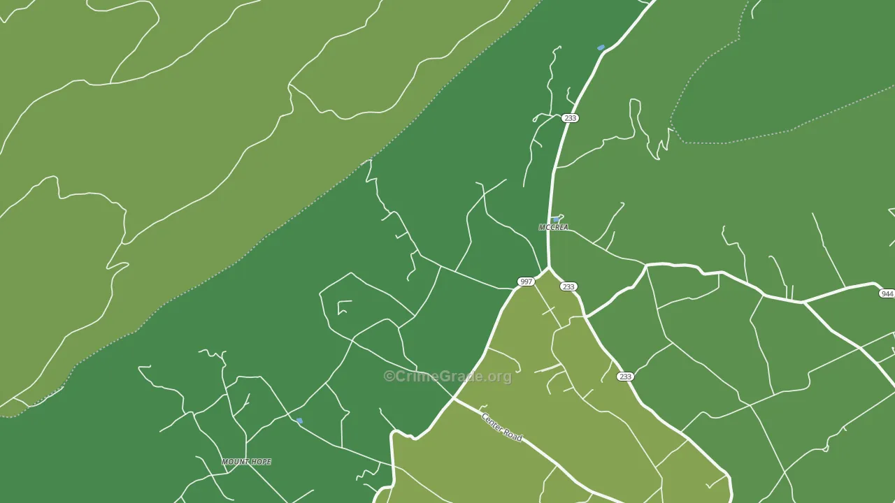 McCrea, PA Map of Vehicle Theft Rates