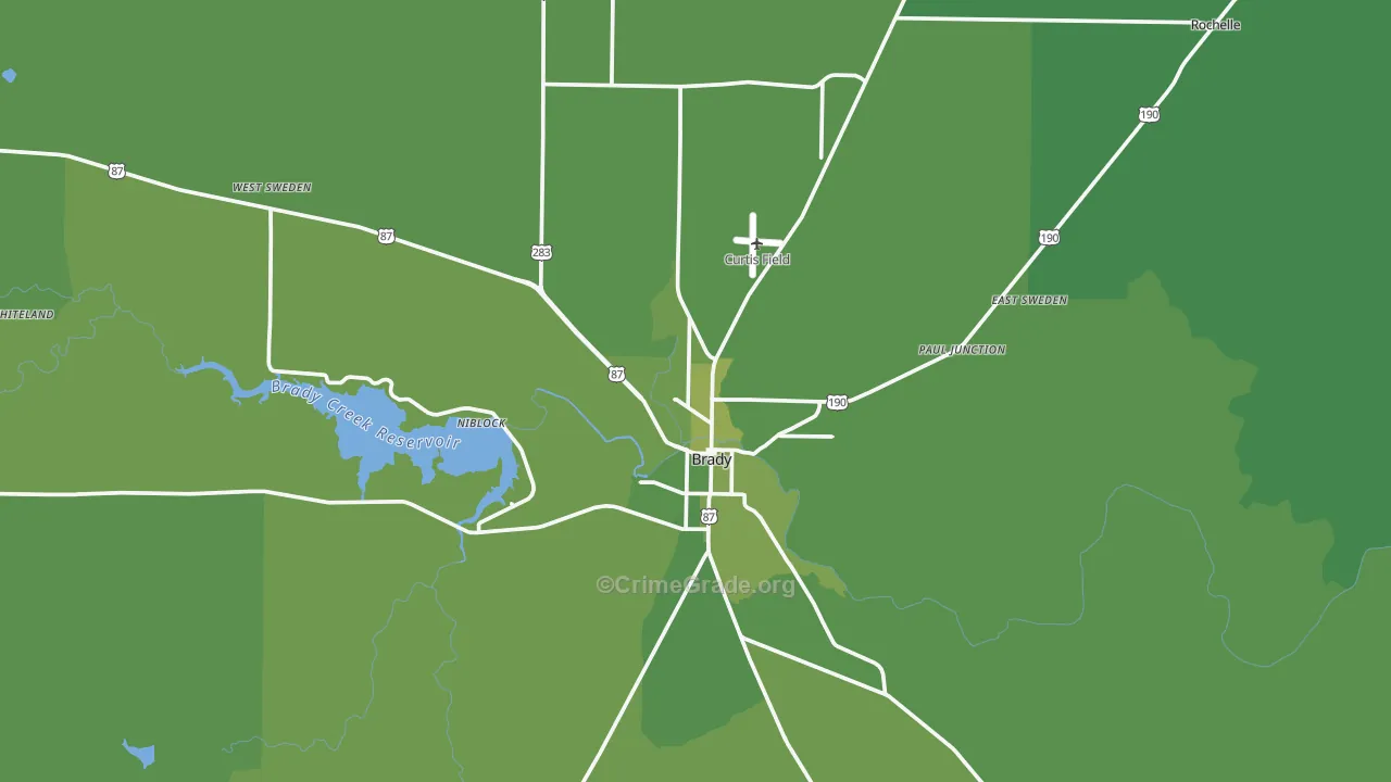 McCulloch County, TX Map of Vehicle Theft Rates