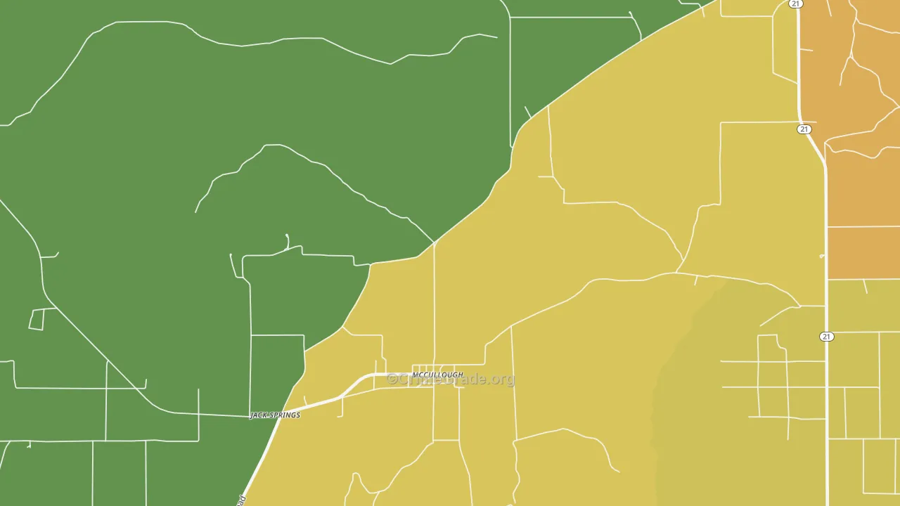 McCullough, AL Map of Vehicle Theft Rates