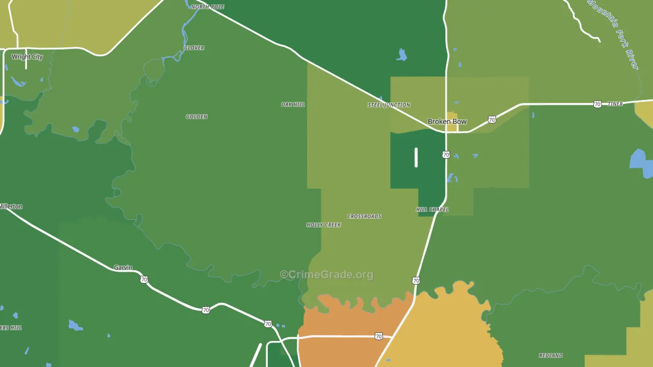 McCurtain County, OK Map of Vehicle Theft Rates