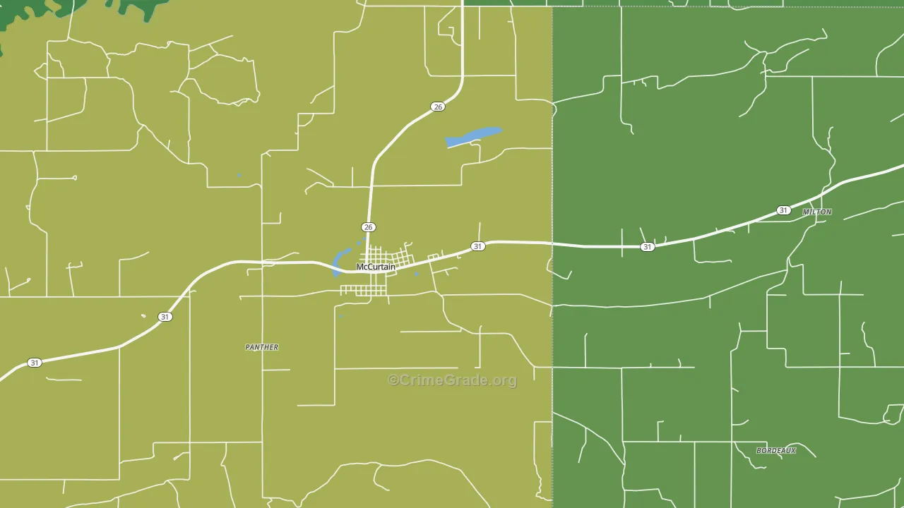 Mccurtain, OK Map of Vehicle Theft Rates