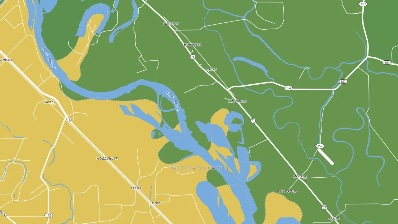 McDade, LA Map of Vehicle Theft Rates