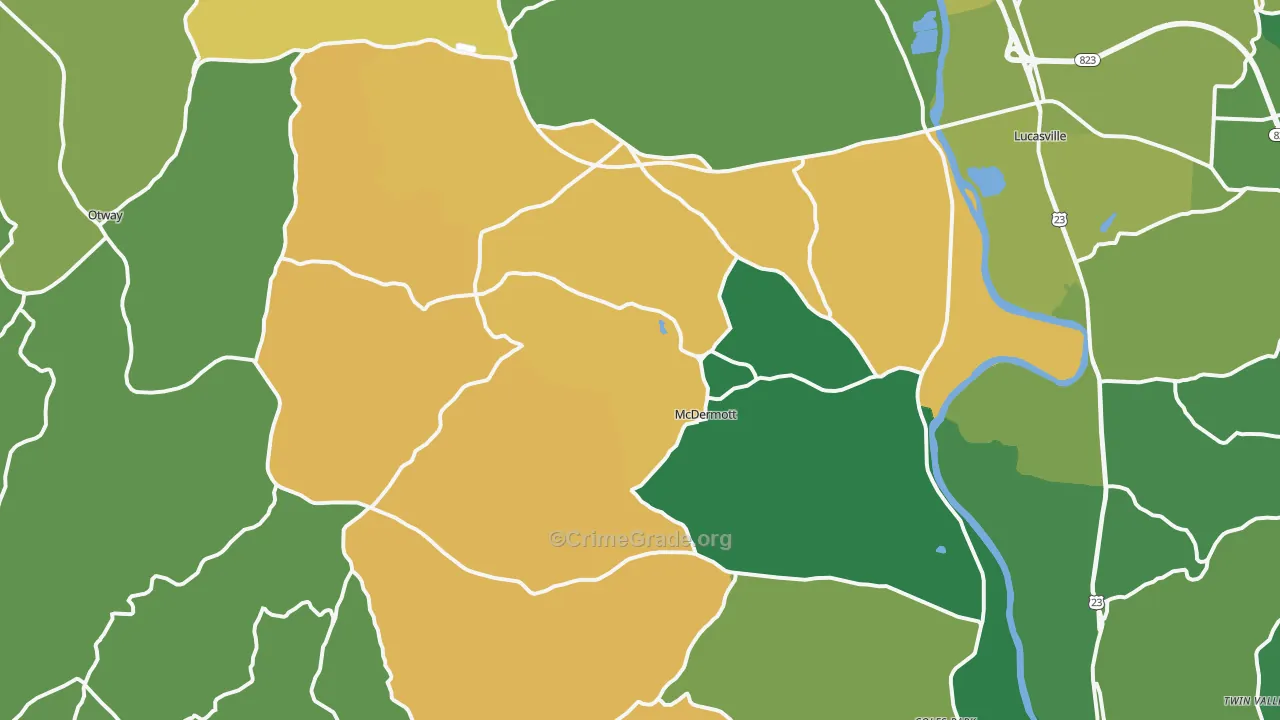 McDermott, OH Map of Vehicle Theft Rates