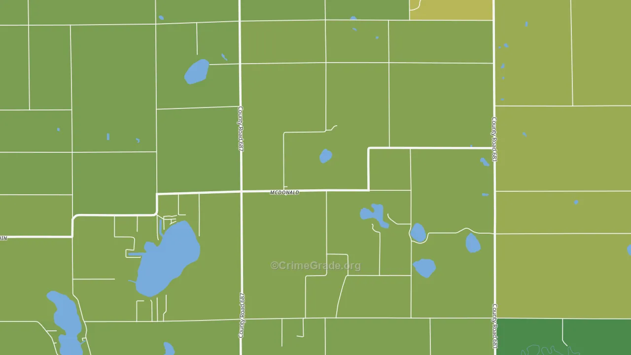 McDonald, MI Map of Vehicle Theft Rates
