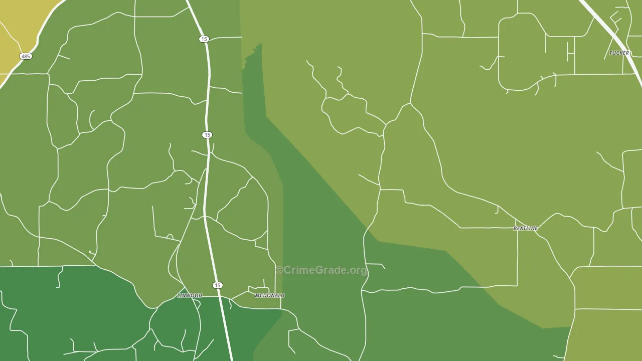 McDonald, MS Map of Vehicle Theft Rates