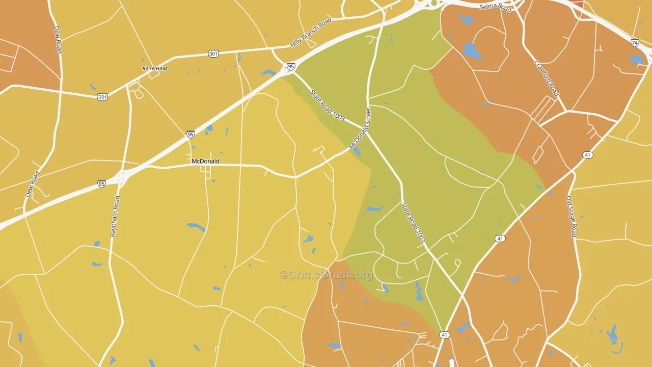 McDonald, NC Map of Vehicle Theft Rates