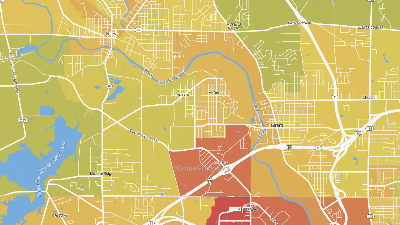 McDonald, OH Map of Vehicle Theft Rates
