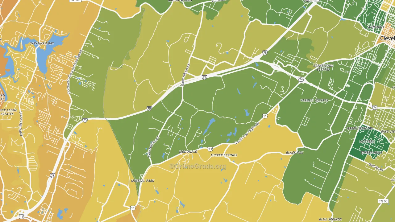 McDonald, TN Map of Vehicle Theft Rates