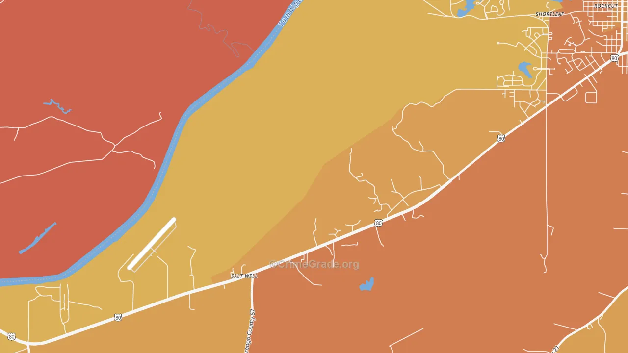 McDowell, AL Map of Vehicle Theft Rates