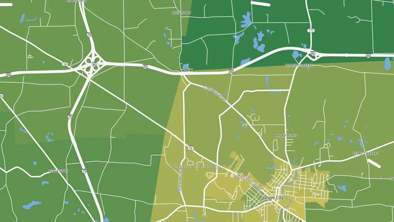 McDowell Corners, PA Map of Vehicle Theft Rates