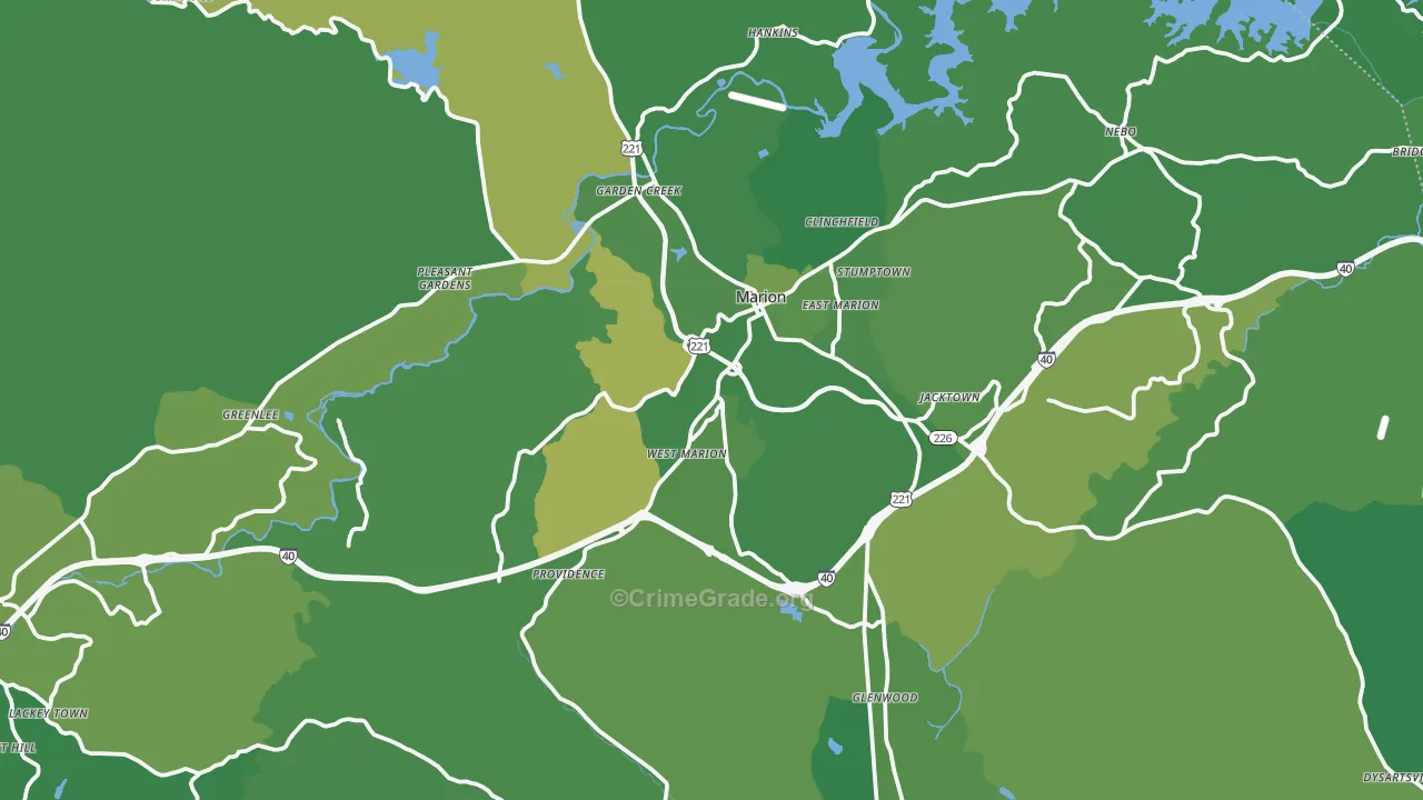 McDowell County, NC Map of Vehicle Theft Rates