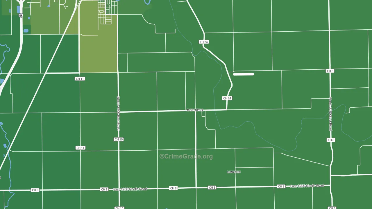 McDowell, IL Map of Vehicle Theft Rates